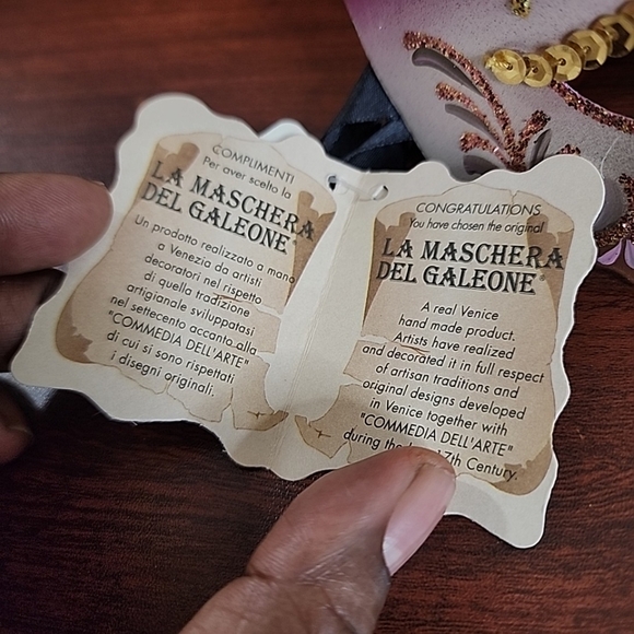 Pier 1 Italian Womens Masquerade Mask... signed - Picture 5 of 5